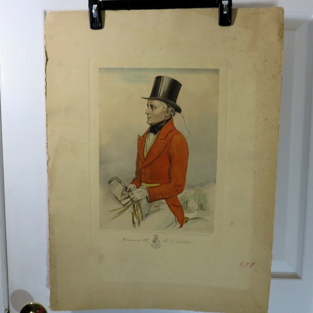 Vtg Gordon Ross R.S. Surtees Fox Hunting Lithograph Print 1929 Ernest R Gee